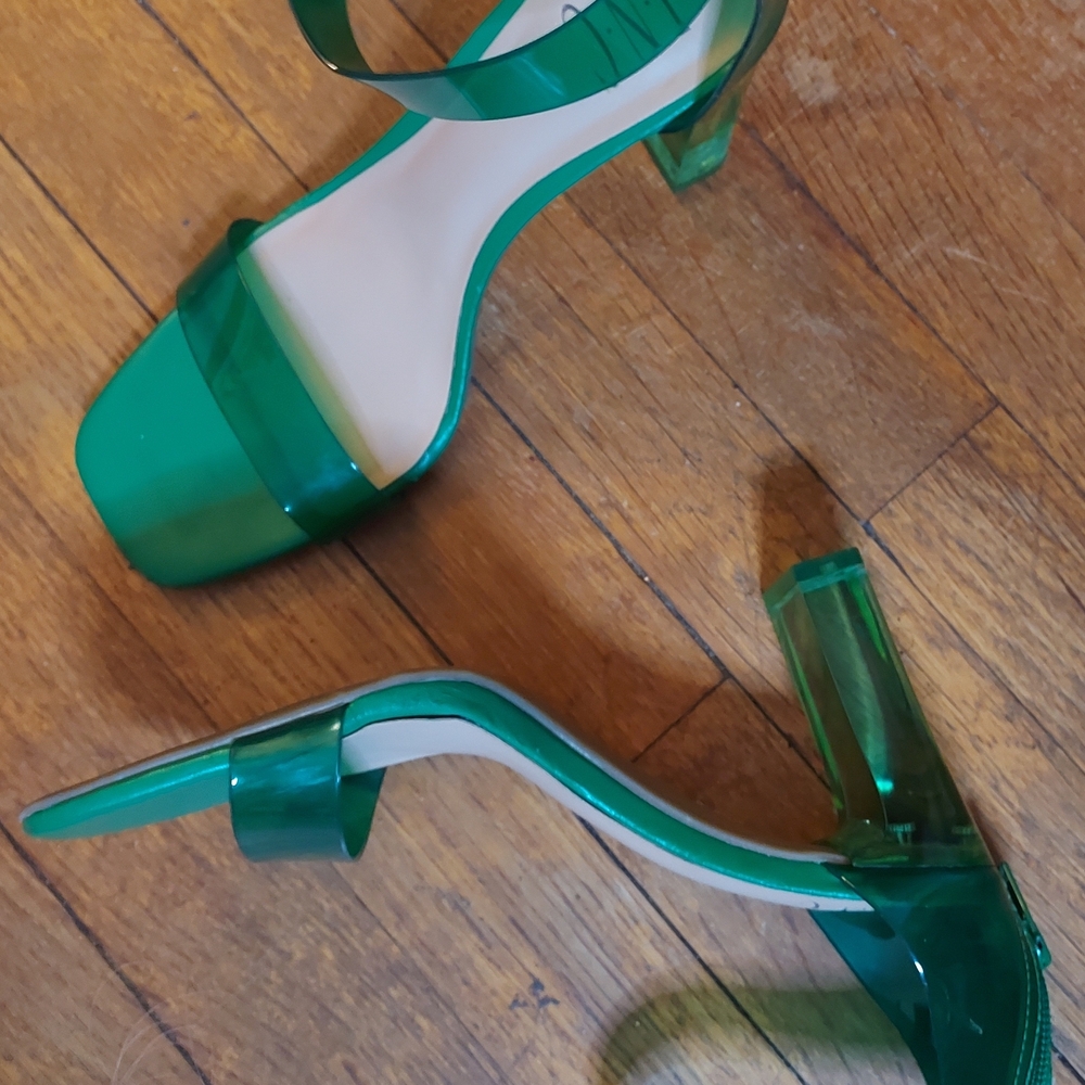 INC Green Transparent Women's Heels